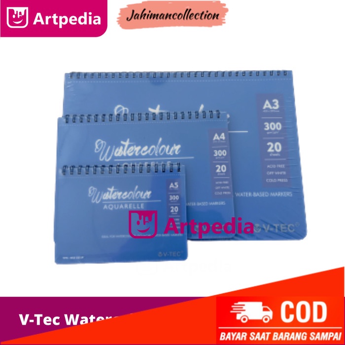 

✨ BISA COD ✨ VTEC watercolor Aquarelle book sprial 20 Sheet 300 GSSM / A3, A4, A5 - A3