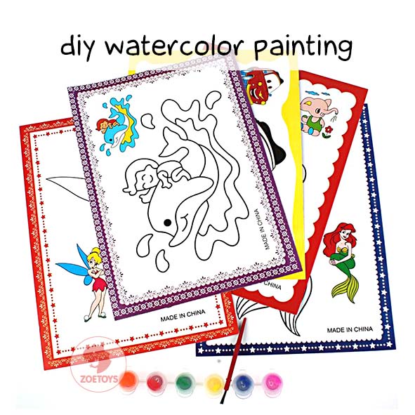 Zoetoys DIY Watercolor Painting | Set Perlengkapan Aktifitas Mewarnai Gambar Kertas Melukis Cat Air Water Color Lukis Anak | Mainan Edukasi