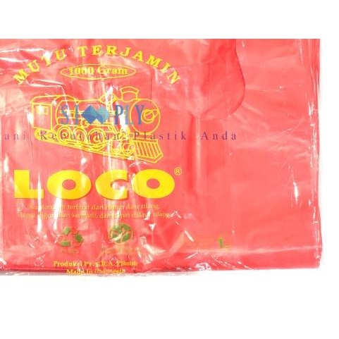 

Kantong Plastik Kresek Loco HD Tebal Merah 1kg Uk 50