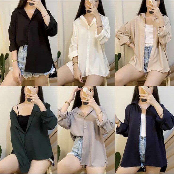 BEFAST - ZFS OOTD Kemeja Wanita RIAL / QELSI SHAKILA OVERSIZE SHIRT / Kemeja Jumbo Trendy / Outfit Remaja Wanita Kekinian / Oversize Kemeja Polos Casual / Kem Bisa Di Jadikan Outer / Terlaris / Kemeja Lengan Panjang