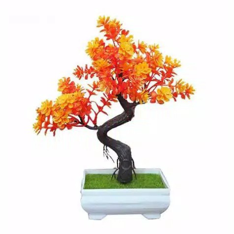 COD BUNGA BONSAI BUNGA PLASTIK BUNGA ARTIFISIAL BUNGA PAJANGAN IMITASI TANAMAN HIAS PLASTIK BP8819-ORANGE
