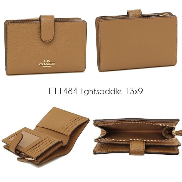 dompet coach medium wallet light saddle