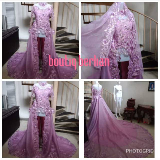 Kebaya ekor / kebaya pengantin ekor + kerudung