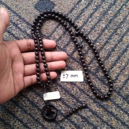 tasbih kokka bulat hitam bulan bintang ± 7 mm ( 7mm ) 99 butir (kauka kaukah kuka pukah pukaha )