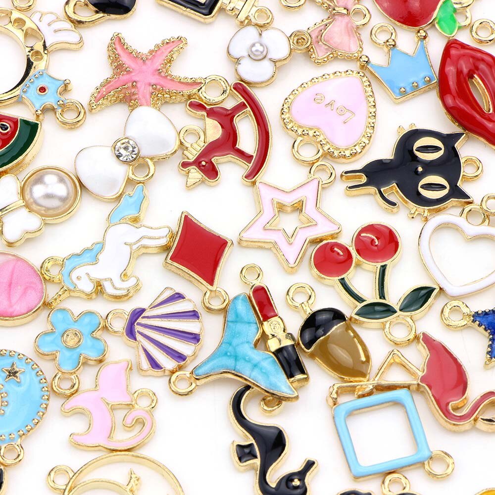 10pcs Liontin Enamel Bentuk Buah Bahan Alloy Tembaga Untuk Perhiasan