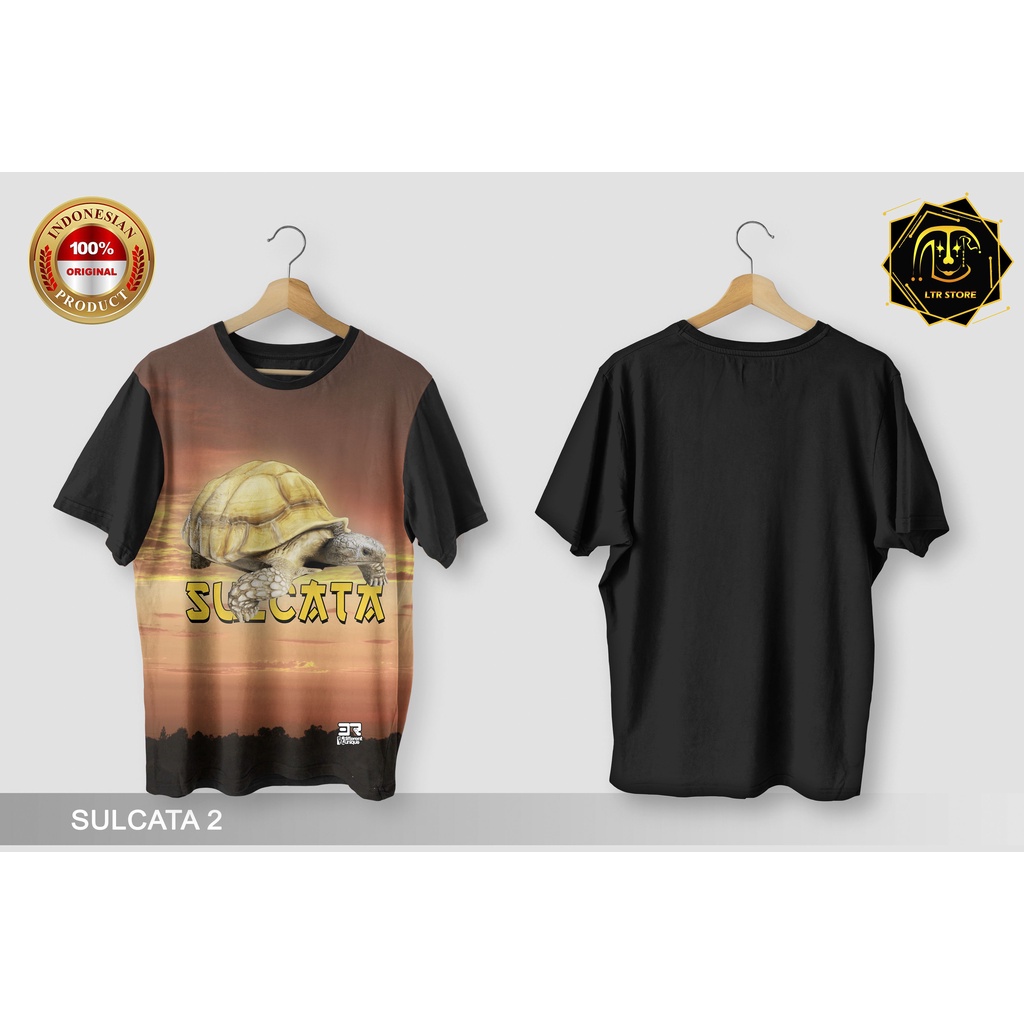 [ BAYAR DI TEMPAT ] BAJU PRINTING GAMBAR SULCATA 2 - KAOS DISTRO ORIGINAL MOTIF KURA KURA DARAT INDI