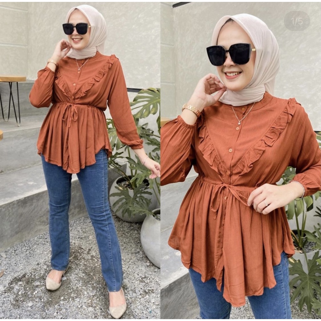 BEFAST - ZRX OOTD Blouse TIRY / AVIKA BLOUSE / Pakaian Blouse Wanita Remaja / Atasan Lengan panjang / Blouse Polos Casual / Fashion Wanita Kerja / OOTD Remaja Wanita Hijab / Blouse Formal / Keluaran Terbaru 2022