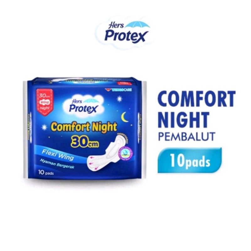 Hers Protex Comfort Night Flexi Wing Pembalut wanita isi 10 / 20