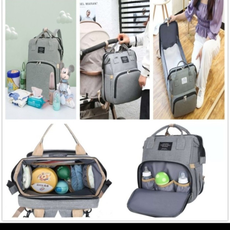 Tas Kasur Bayi Lipat Ransel 2in1 Travel Diaper Bag Baby Popok Susu Ibu