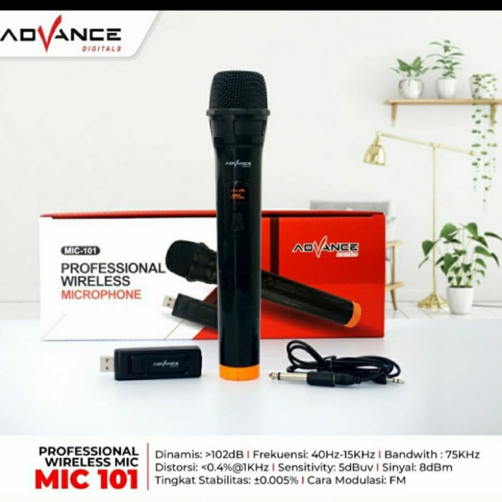 Advance MIC-101 Microphone Wireless Tanpa Kabel / Microphone Karaoke