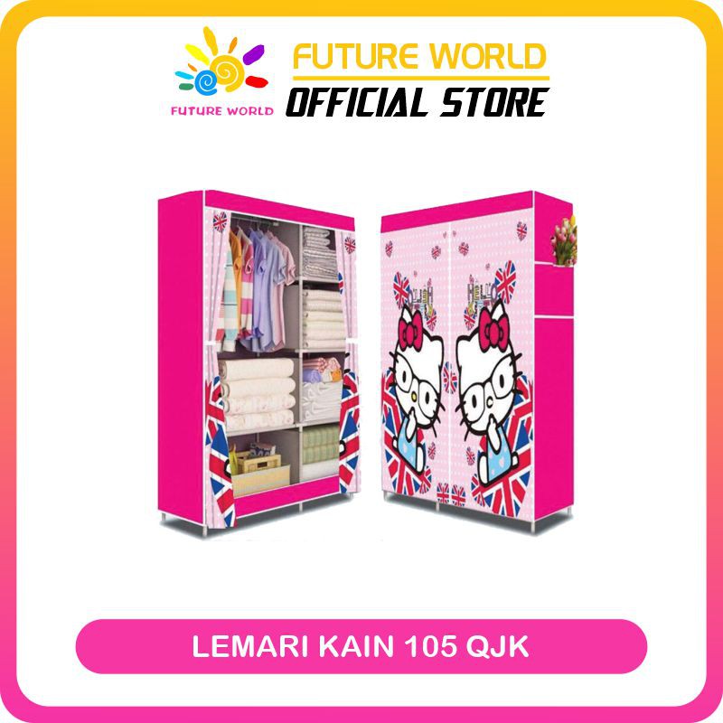 Lemari Kain Portable Serbaguna Lemari Pakaian Model 2 Tempat Resleting