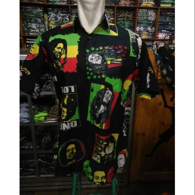 Kemeja Reggae Bob Marley Rasta