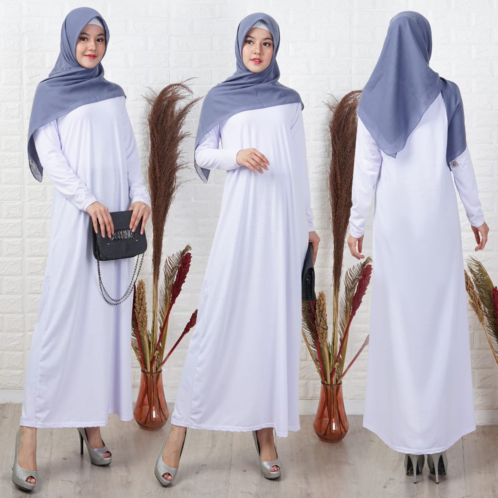 Inner Dalaman / Gamis Manset Kaftan Warna Putih Polos Bahan Spandex Premium Adem dan Lembut
