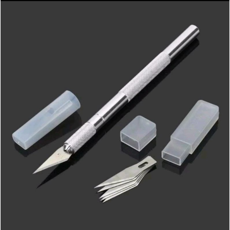 

COD _ Pen cutter 6pcs/set Hobby knife art pen knife (total 6pcs mata pisau) / 1pc hobby knife pisau ukir + 1 mata pisau / 5pcs Refill