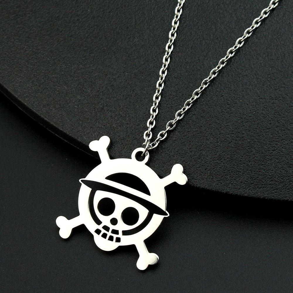 Mxbeauty Skeleton Kalung Perempuan Rantai Klavikula Unik Hip Hop Emas Perak Anti Karat Perhiasan Anime Sweater Rantai Bajak Laut Liontin Gaya Korea Kalung