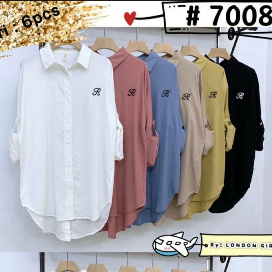 7008 Kemeja Long Tunik Soft Suede