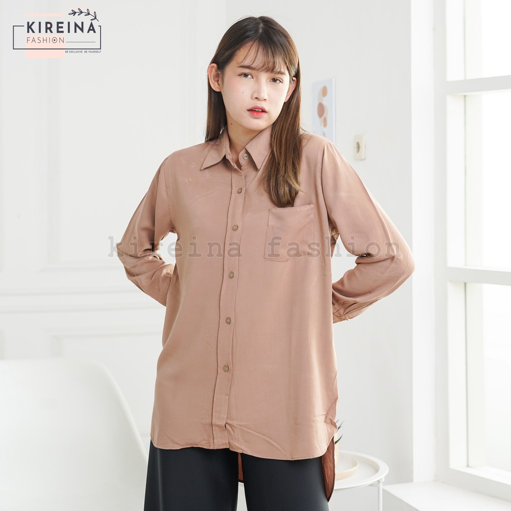 Kemeja Basic Wanita Atasan Kerja Wanita Bahan Rayon Twill | Kireina Fashion