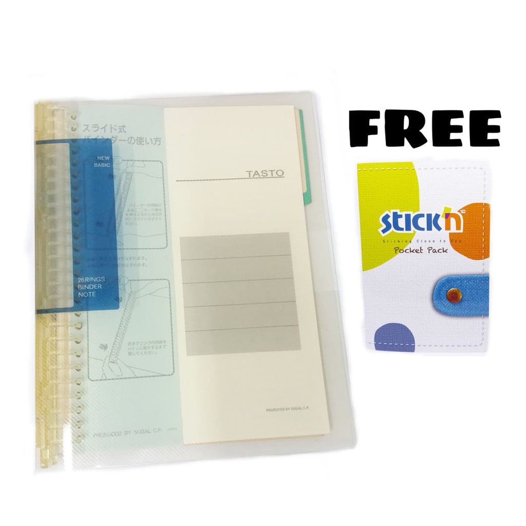 

Tasto Binder Note B5 - 26 Rings / File polos + Free Stick'n Pocket Pack
