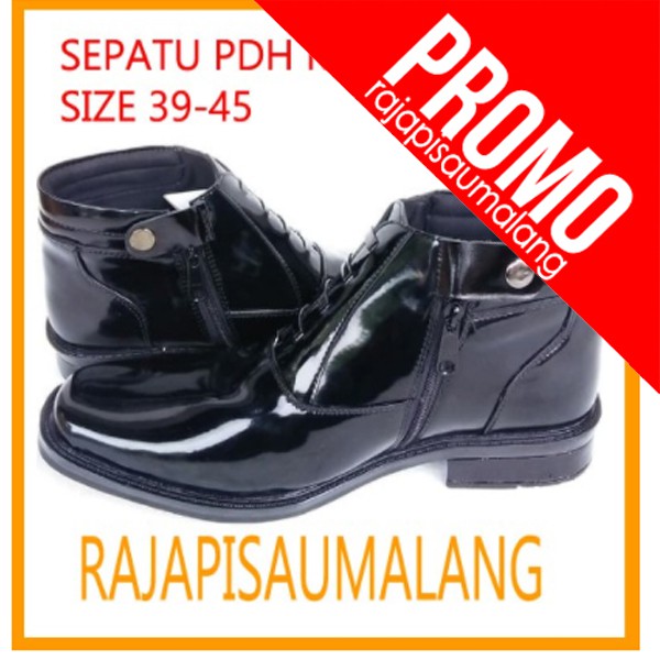 Sepatu PDH Kilat Polri Resleting Tali Variasi - Size 39 sd 45