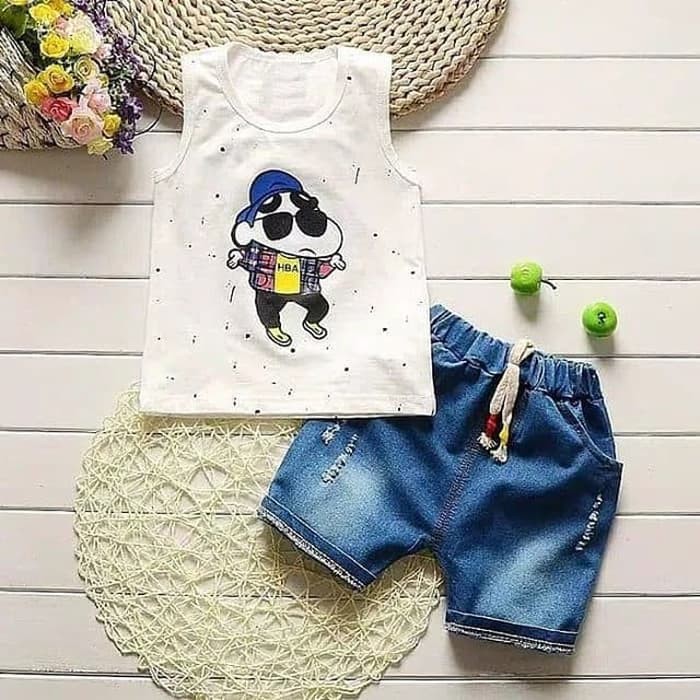 baju bayi Setelan pendek shinchan | baju anak import murah