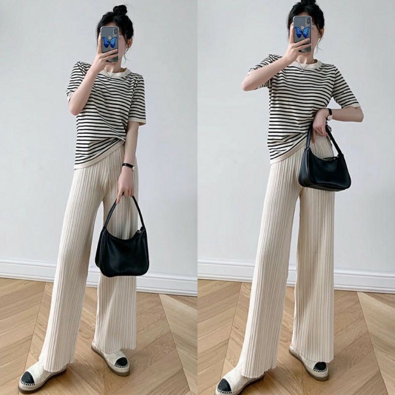 set plisket korean style set knit import set knit salur korea