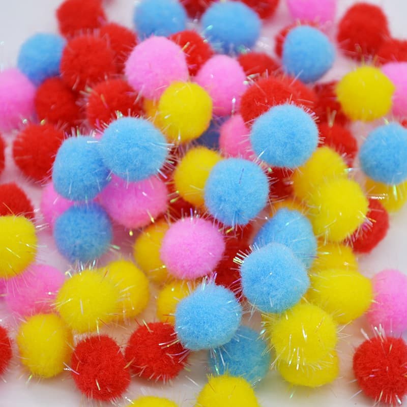 Mini Glitter Pom Poms 18mm (10ps)