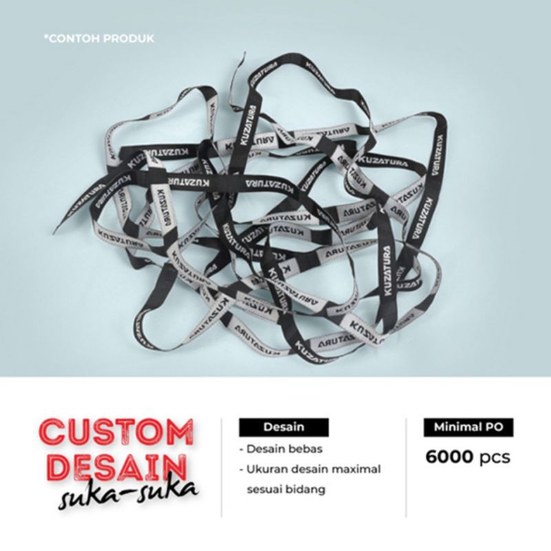 

CST910 Custom Label / Logo Hem / Kemeja Wooven 5 x 1 cm Pre Order