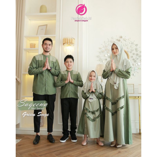 Saqeena Green Sage Fania Hijab /  Sarimbit Fania Hijab 2022 / Faniahijab.id
