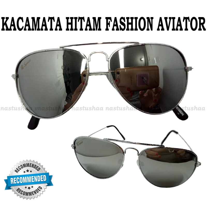 TERBARU! Kacamata Hitam Pria Wanita Fashion Aviators Lensa UV Protection Silver Mirror Sunglasses Glass Kaca mata Gaya Anti Silau COD