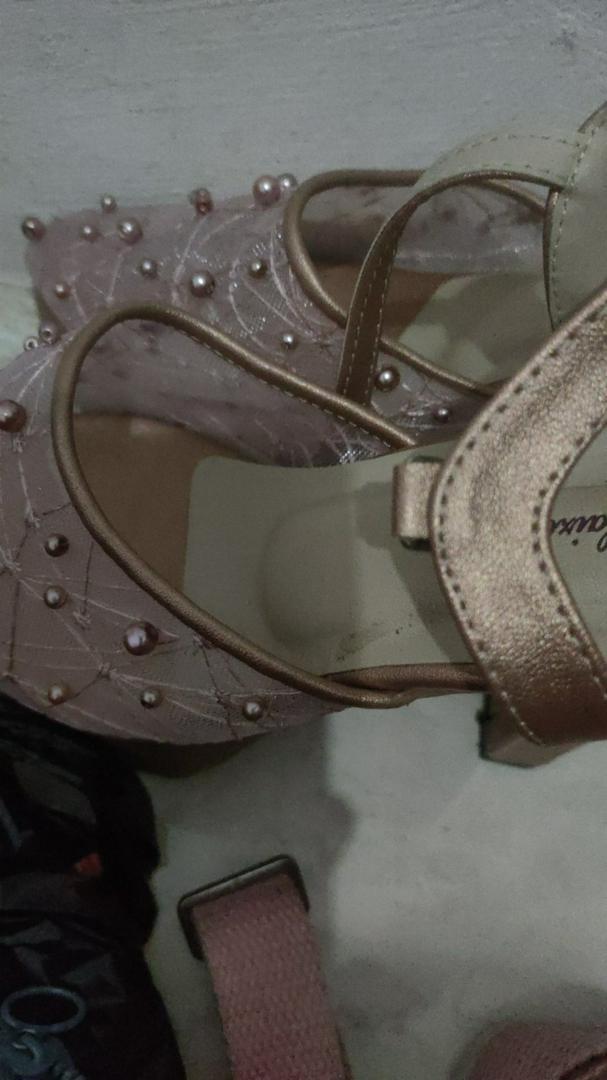 Sepatu Purri Rosegold Abstrak Lace Mutiara Tabut Tinggi 12cm