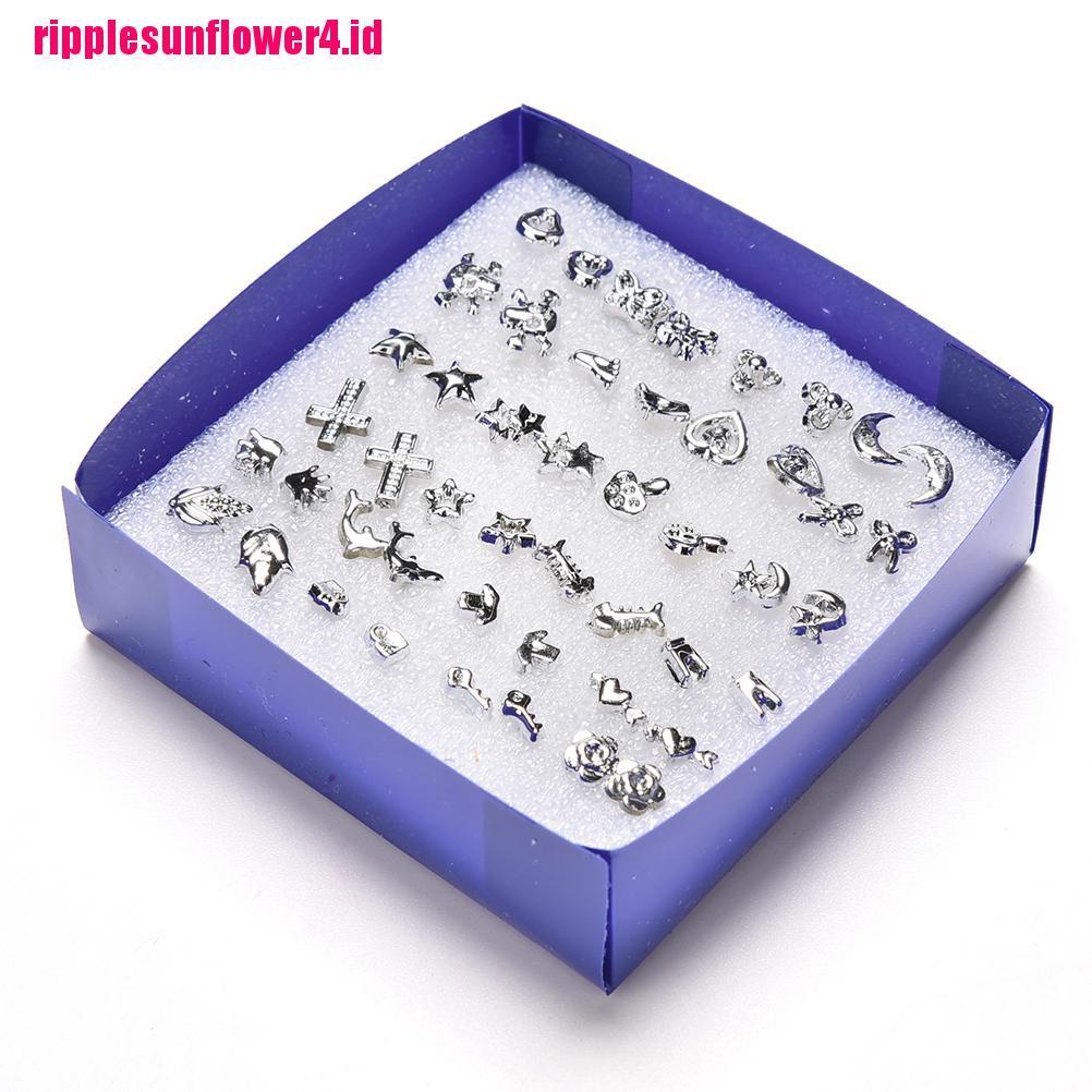 24 Pasang Anting Tusuk Bahan Plastik Lapis Silver