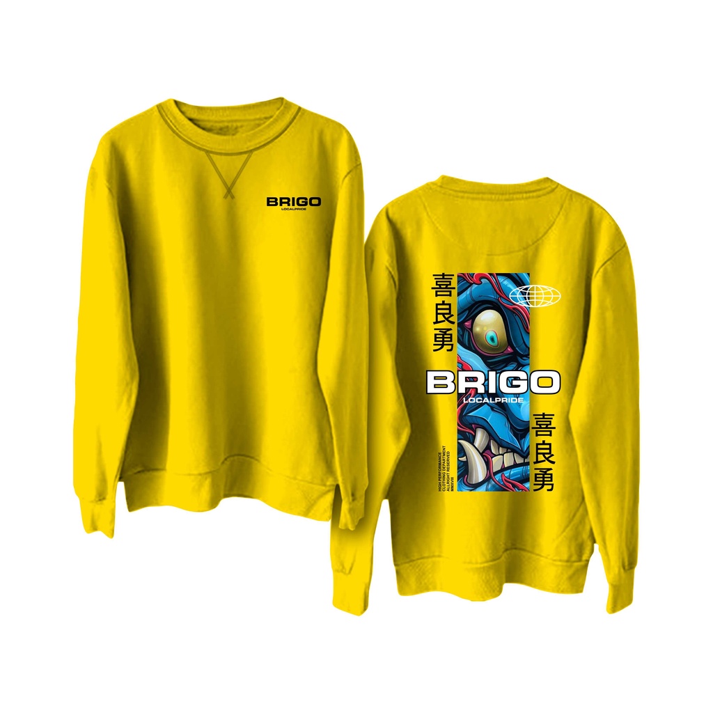 BRIGO Basic Sweatshirt  ONI II Sweater Crewneck BRIGO ONI Sablon DTF Fleece Cotton M-XXL (Pria &amp; Wanita) Free stiker&amp;Gantungan Kunci