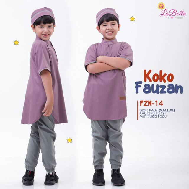 Set Koko Pakistan Jogger Anak Fauzan Ungu Labella