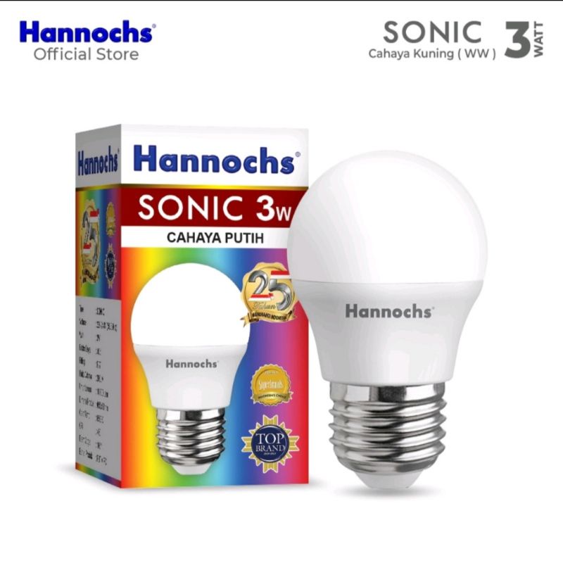 5 PC HANNOCHS SONIC 3W 3 WATT / LAMPU LED HANNOCHS SONIC 3W 3 WATT