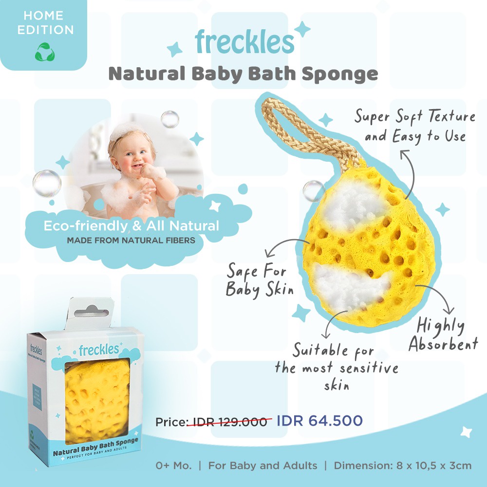 Freckles Natural Baby Bath Sponge Spons Mandi Anak Bayi Natural Spon Bathtub Aksesoris