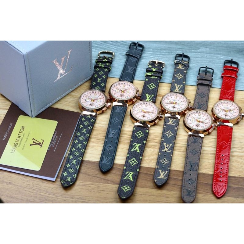 [CHRONO AKTIF] 6 Variasi Jam Tangan Wanita LV Chrono Kulit Super Box Full Set