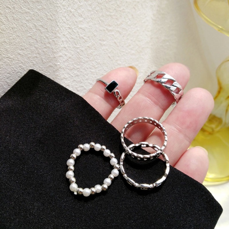 Korean Style 5Pcs/Set  Fashion Women Irregular Geometry Ring