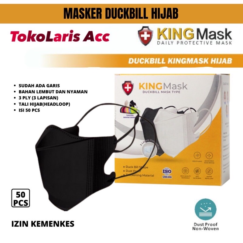 Masker Hijab King Mask Duckbill Hijab 1 Box Isi 50 PCS
