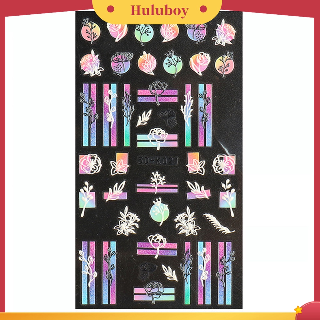 Huluboy Huluboy♡ Stiker Kuku Desain Bunga Warna-Warni Untuk Pesta