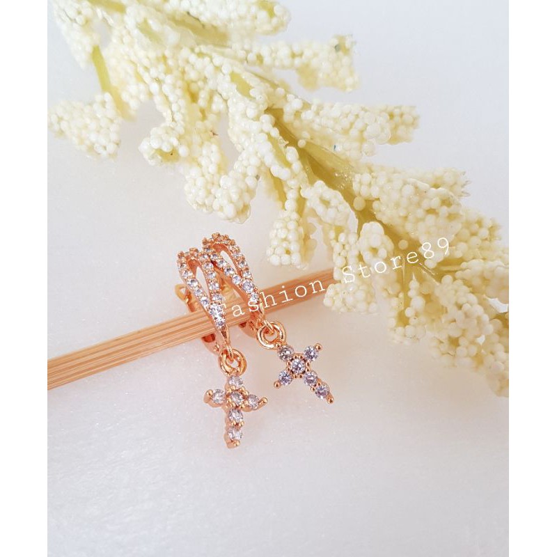 Ready Anting Jurai Tusuk Fashion Salib Full permata bestseller bestquality perhiasan lapis emas 18K