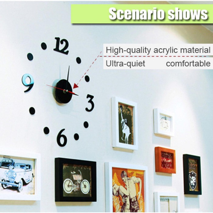 Jam Dinding Modern 3D Frameless Large Wall Clock DIY Dekorasi Dinding Sovenir Gift Hadiah kado