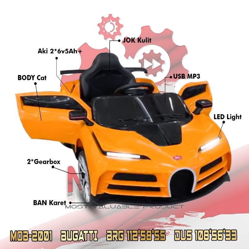 MVP2001 Bugatti Mainan Kendaraan Anak Mobil Aki Mobilan Ride On Car MVP
