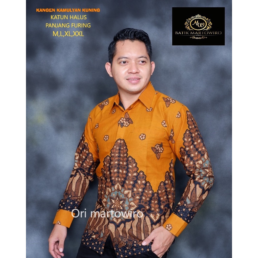 KEMEJA BATIK PRIA KUNING MUSTARD terbaru 2021 BATIK S M L XL XXL BAJU PREMIUM BSO OFFICIAL