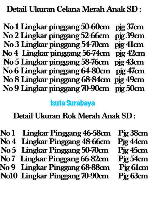 SERAGAM CELANA ROK pendek ANAK SD Merah SMP BIRU Famatex Premium-1