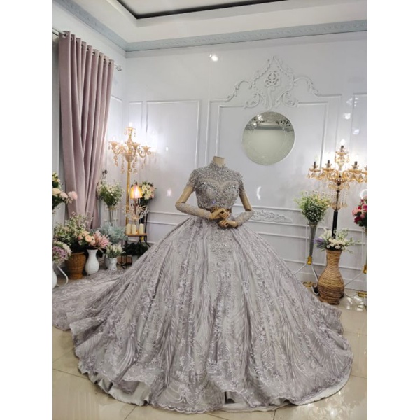 GAUN PENGANTIN BARBIE TILE AKAR TRIDI//GAUN WEDDING MEWAH//GAUN BEREKOR