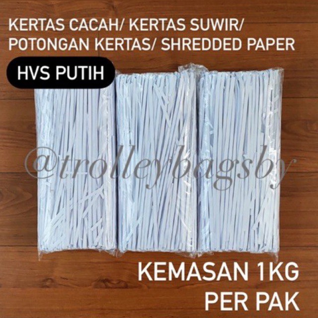 

potongan kertas serut / cacah / suwir / shredded paper HVS putih polos 1kg