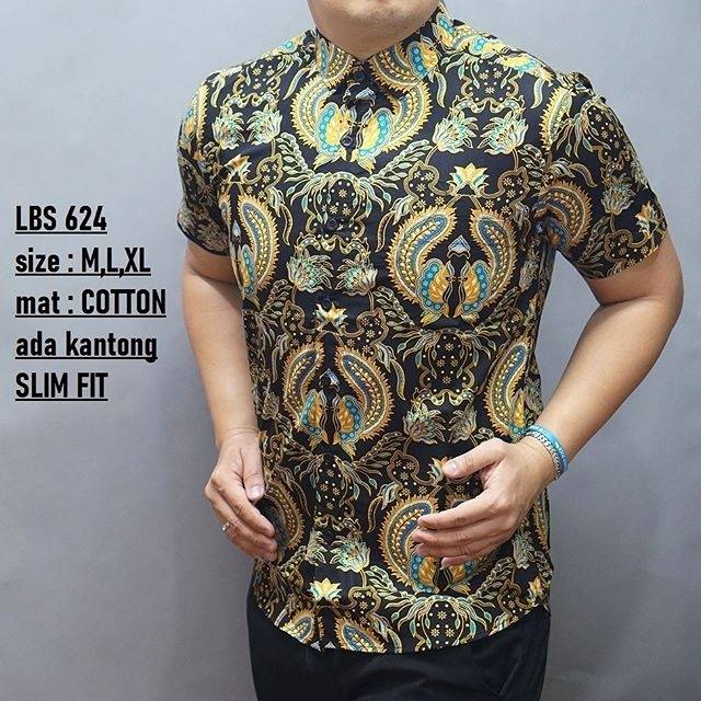 LBS 624 BATIK PRIA SLIMFIT LENGAN PENDEK LUIGI BATANI