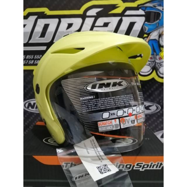 HELM INK CX22 LIGHT YELLOW CREAM ORIGINAL HELM INK TOPI KUNING LEMON ORI HELM INK CX 22 ASLI ORI SNI