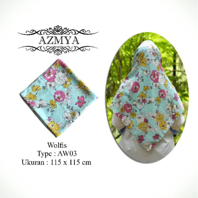 Hijab Segiempat wolfis motif ~ Azmya