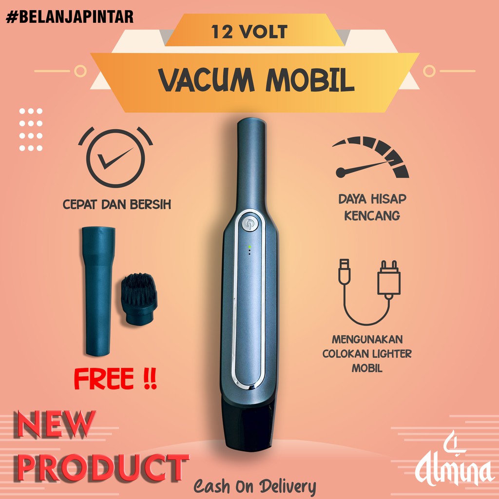 Vacum Mobil Vacum Cleaner Mobil 12V 120WATT Penyedot Debu Portable Mini Penghisap Debu Praktis Almina